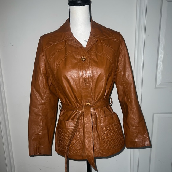 Brown leather jacket - Picture 1 of 5